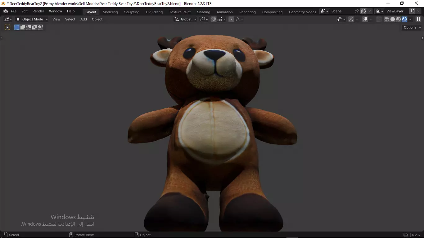 Deer Tedy Bear Toy 2 Low-poly 3D model_11