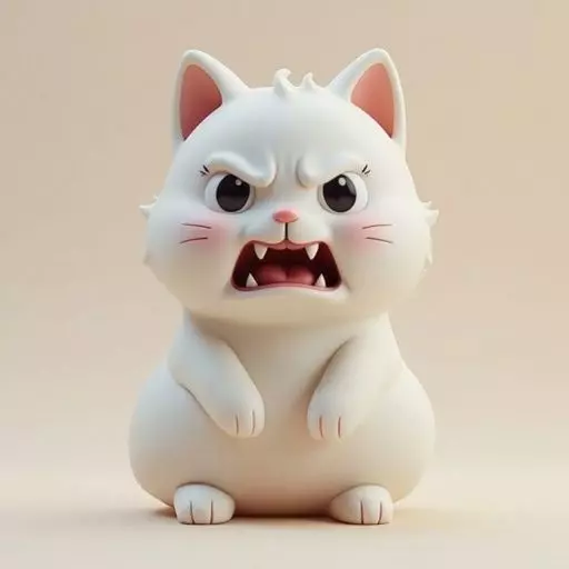 Cute angry cat figurine 3D print model_0