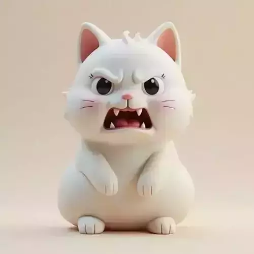 Cute angry cat figurine