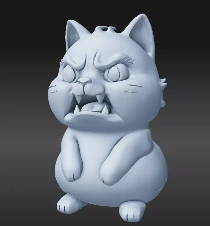 Cute angry cat figurine 3D print model_1