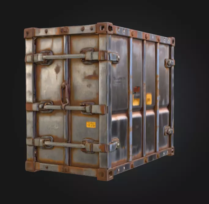 Rusty Storage Unit Low-poly 3D model_3