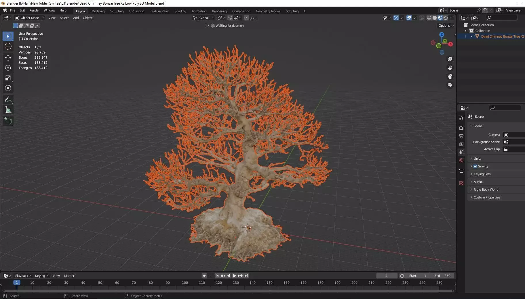 Dead Chimney Bonsai Tree X3 Low Poly 3D Model Low-poly 3D model_8