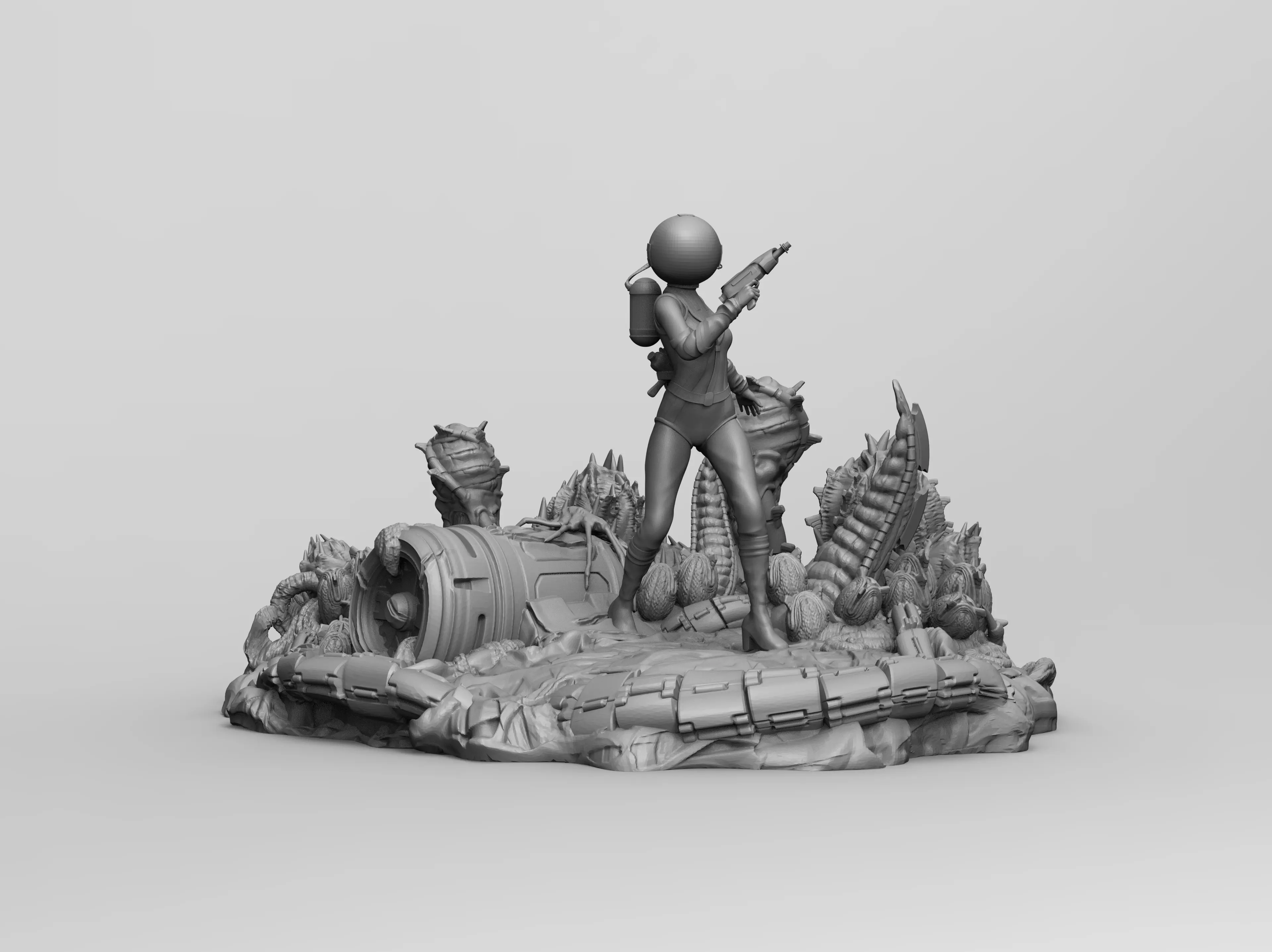 Beautiful Space Alien Girl on Wild Planet Sci-Fi Miniature 3D print model_1