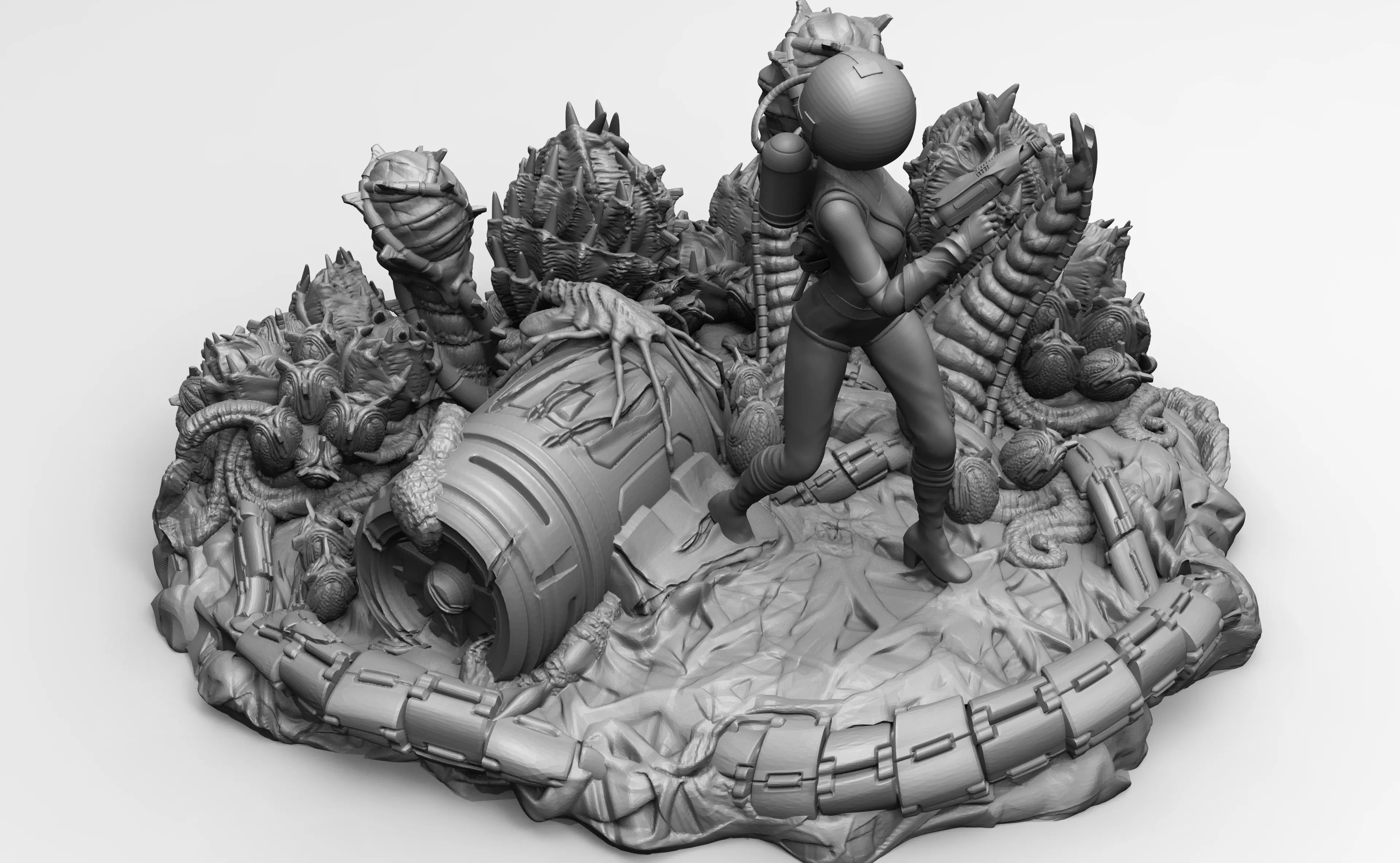 Beautiful Space Alien Girl on Wild Planet Sci-Fi Miniature 3D print model_0