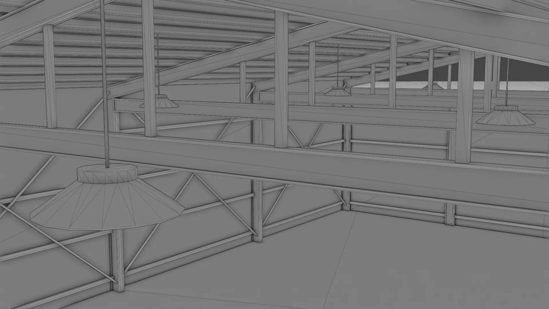 Industrial Hangar Warehouse Low-poly 3D model_3