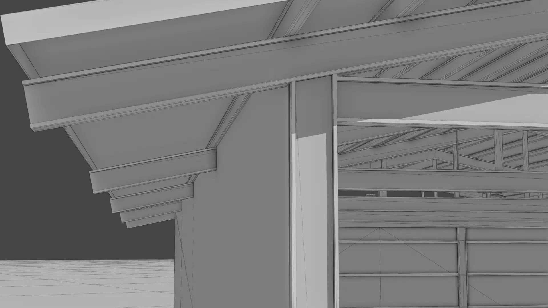 Industrial Hangar Warehouse Low-poly 3D model_5