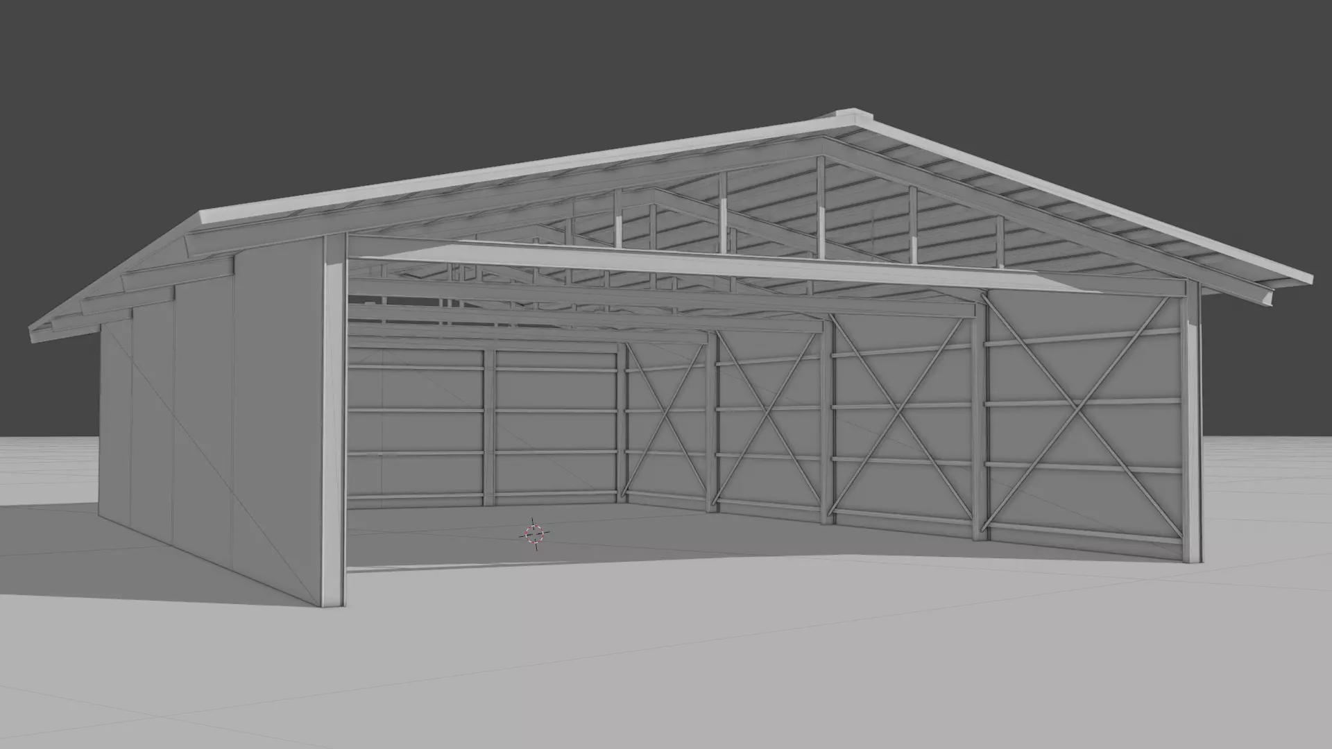 Industrial Hangar Warehouse Low-poly 3D model_1