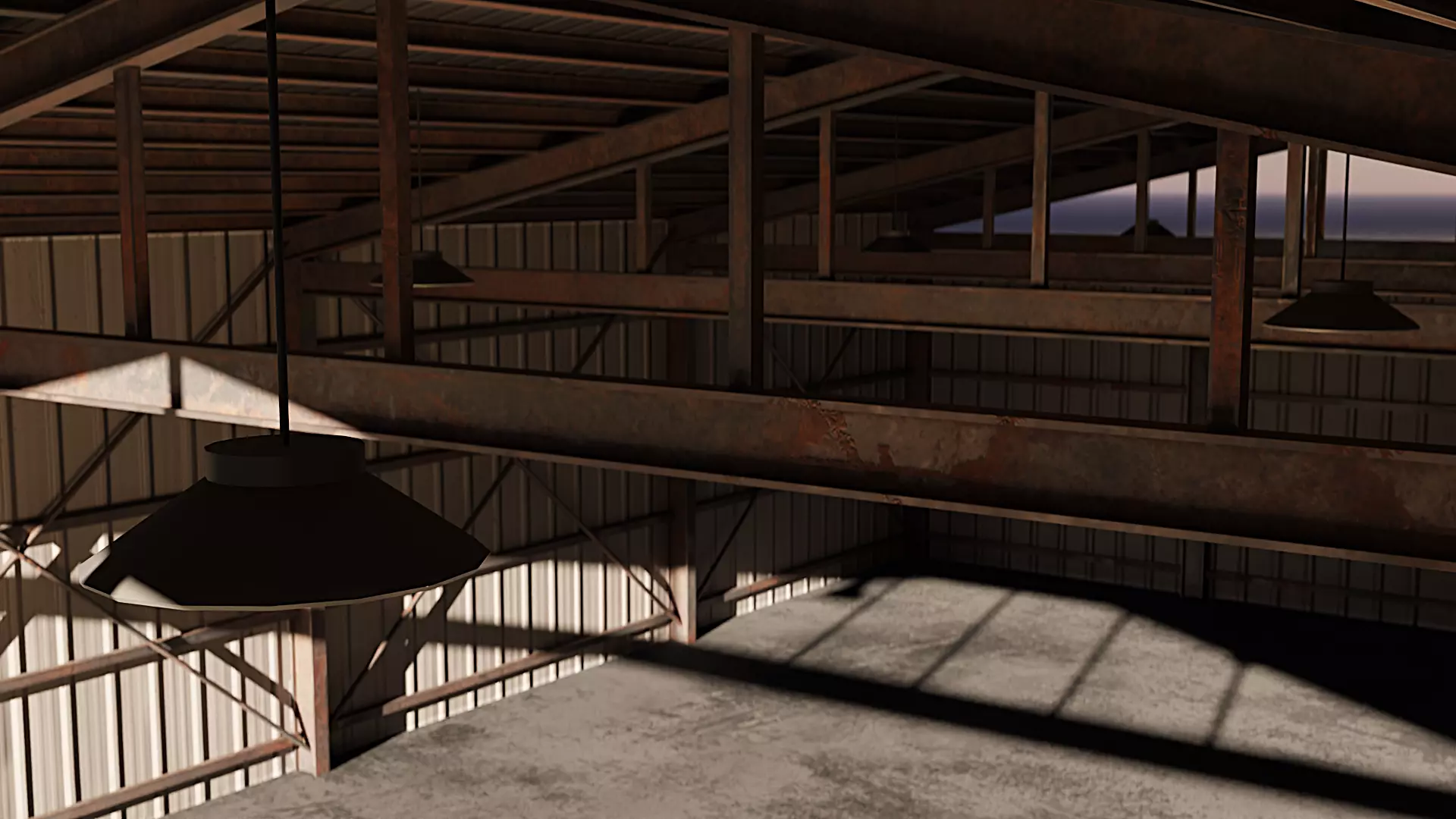 Industrial Hangar Warehouse Low-poly 3D model_2