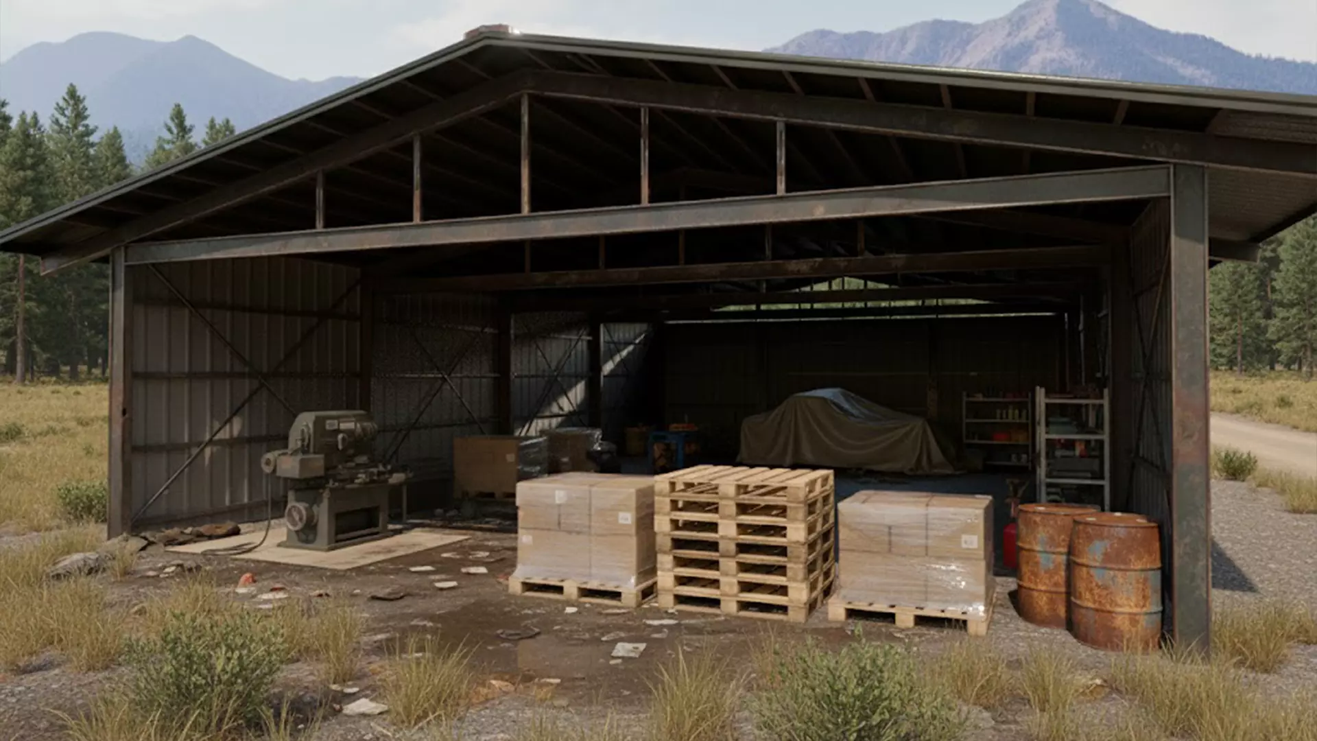 Industrial Hangar Warehouse Low-poly 3D model_8