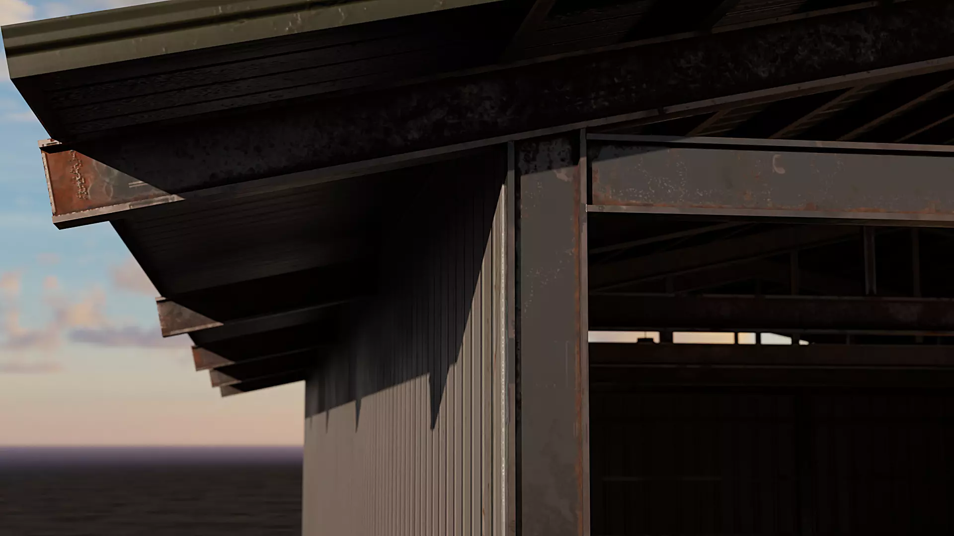 Industrial Hangar Warehouse Low-poly 3D model_4