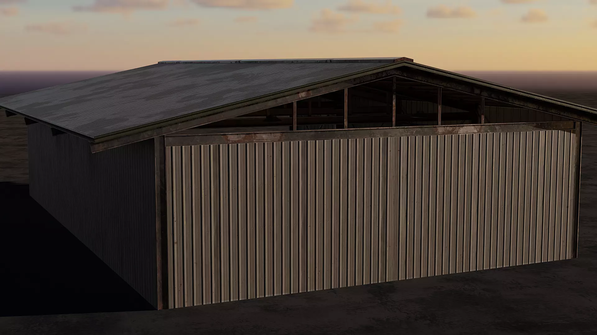 Industrial Hangar Warehouse Low-poly 3D model_6