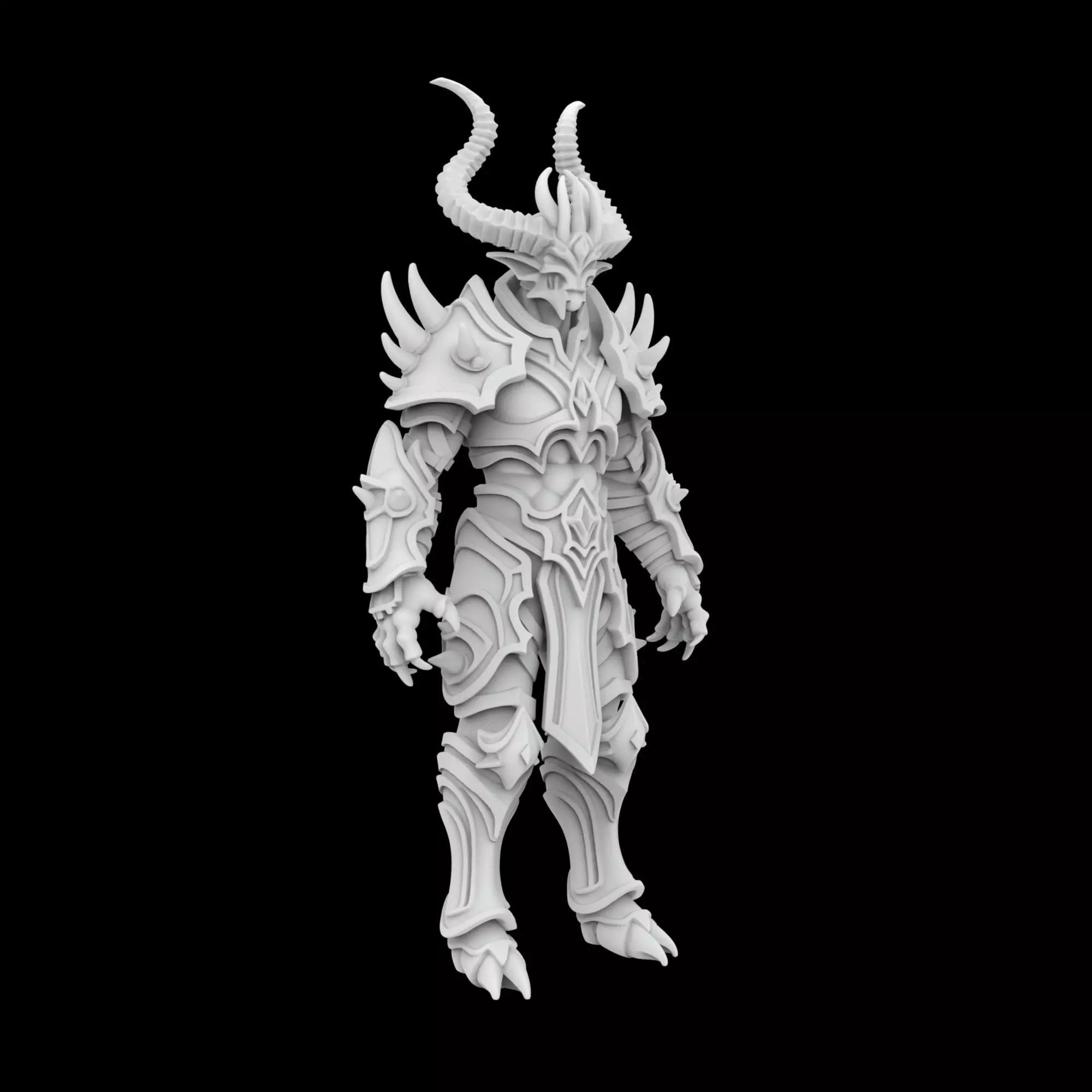 Demon Lord with Horned Crown 3D Printable Model 3D print model_0