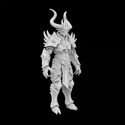 Demon Lord with Horned Crown 3D Printable Model