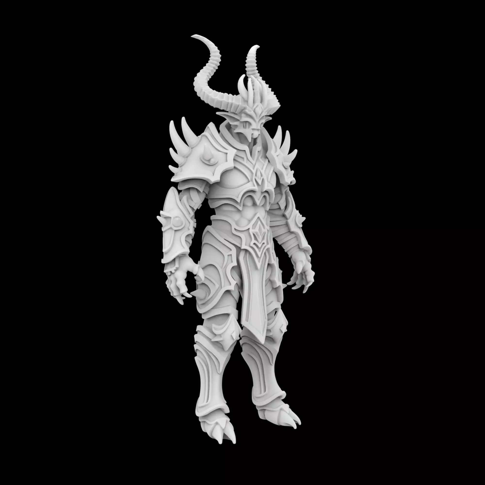 Demon Lord with Horned Crown 3D Printable Model 3D print model_6