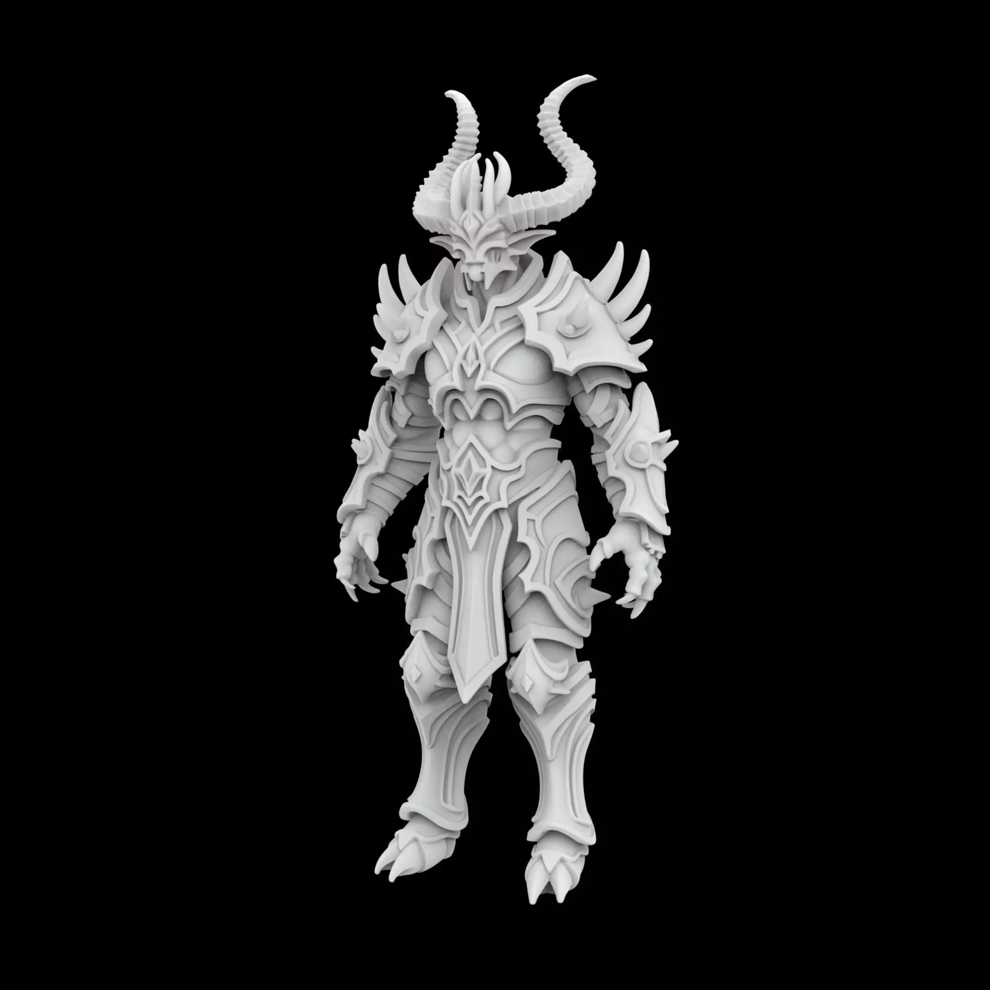 Demon Lord with Horned Crown 3D Printable Model 3D print model_1