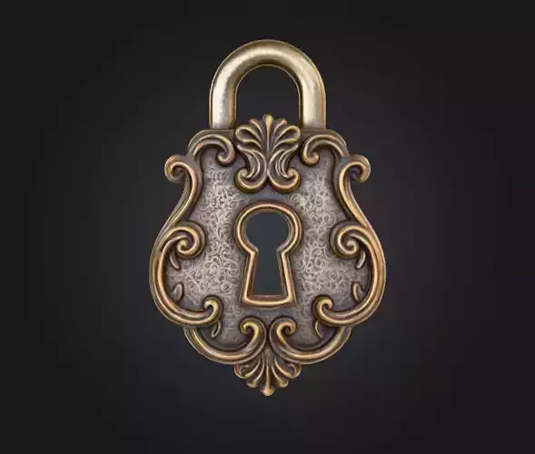 Ornate Padlock Low-poly 3D model