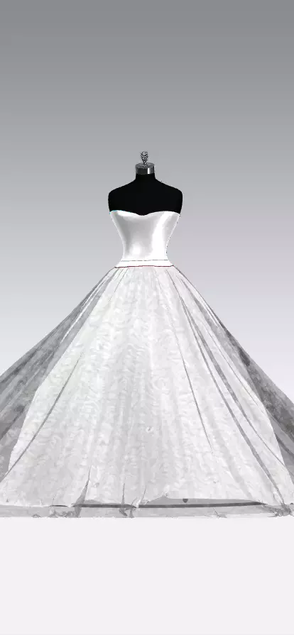 dress weddimg heart neckline Low-poly 3D model_1