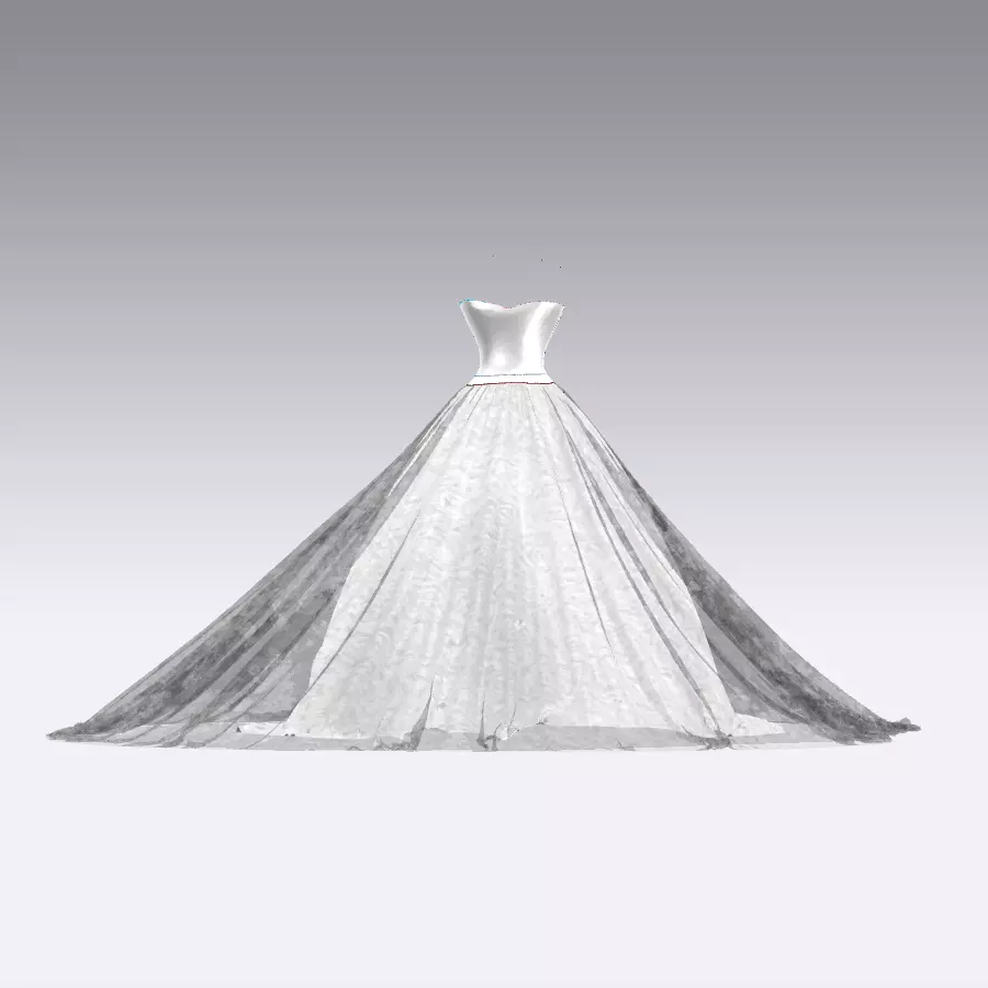 dress weddimg heart neckline Low-poly 3D model_0