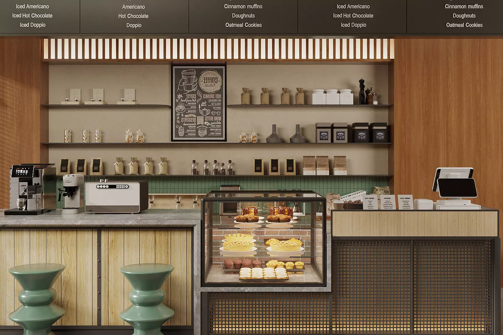 Industrial - style coffee shop 3D model_1
