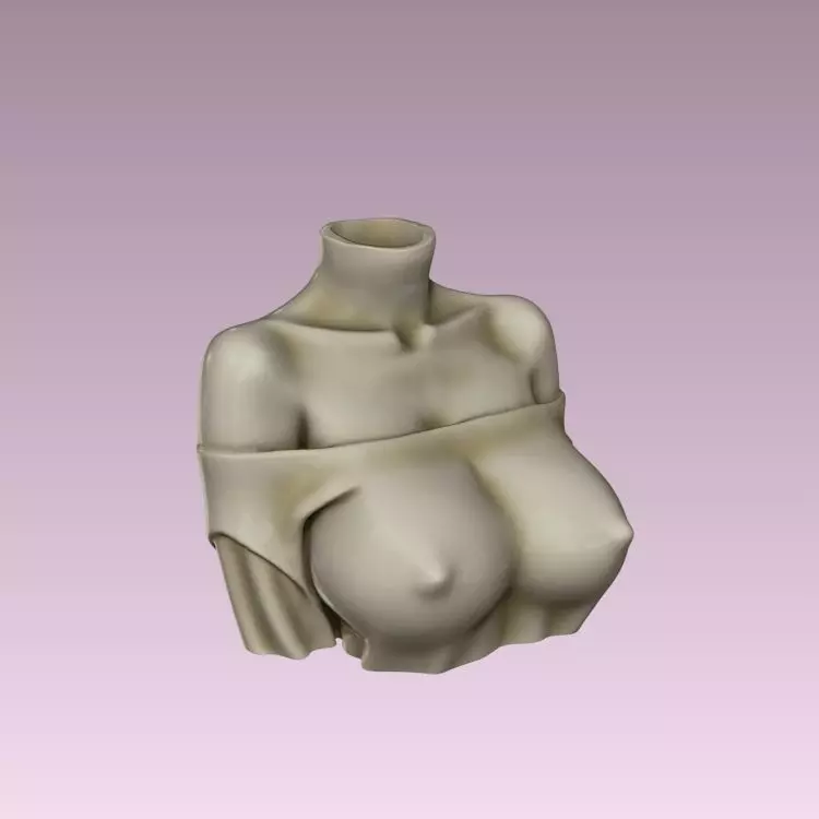 woman bust Planter 3D print model_1
