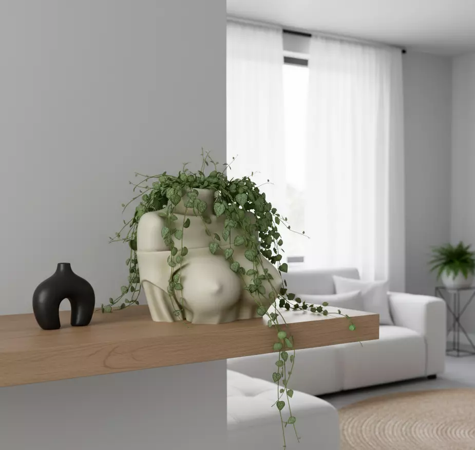 woman bust Planter 3D print model_0