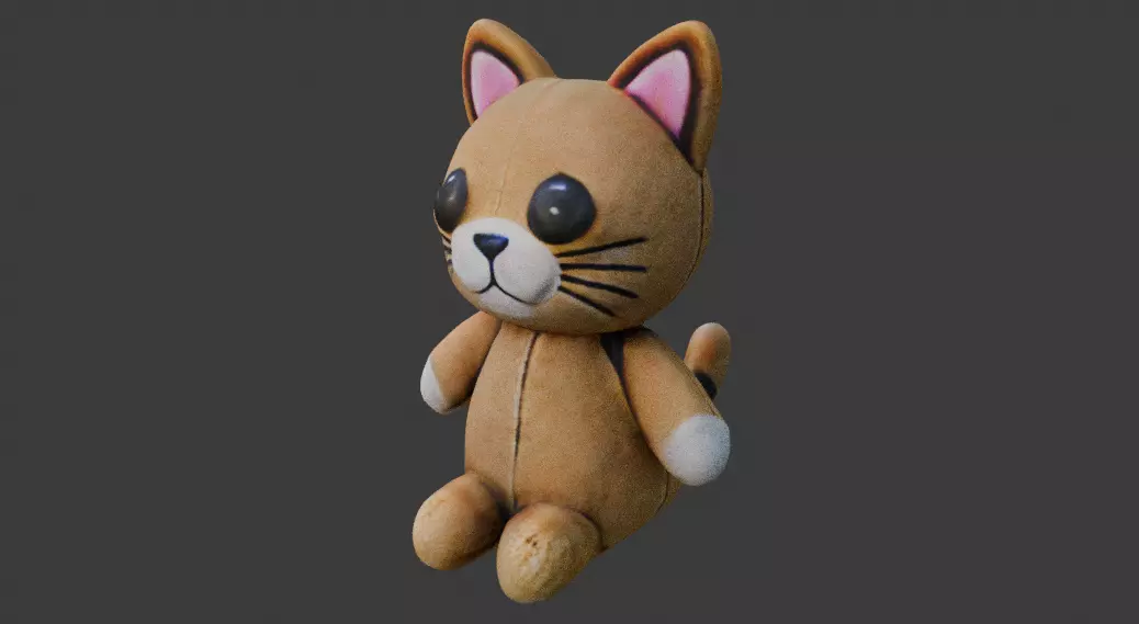 Cat Tedy Bear Toy Low-poly 3D model_0