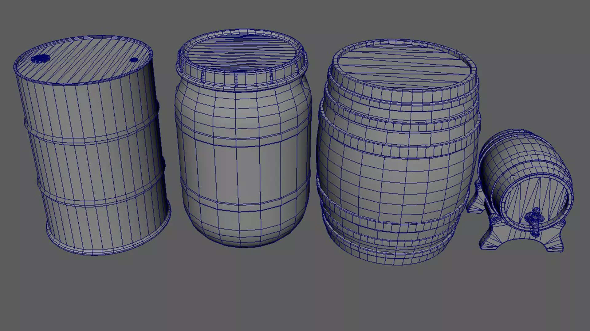 Barrels Pack - Game Ready Low-poly 3D model_3