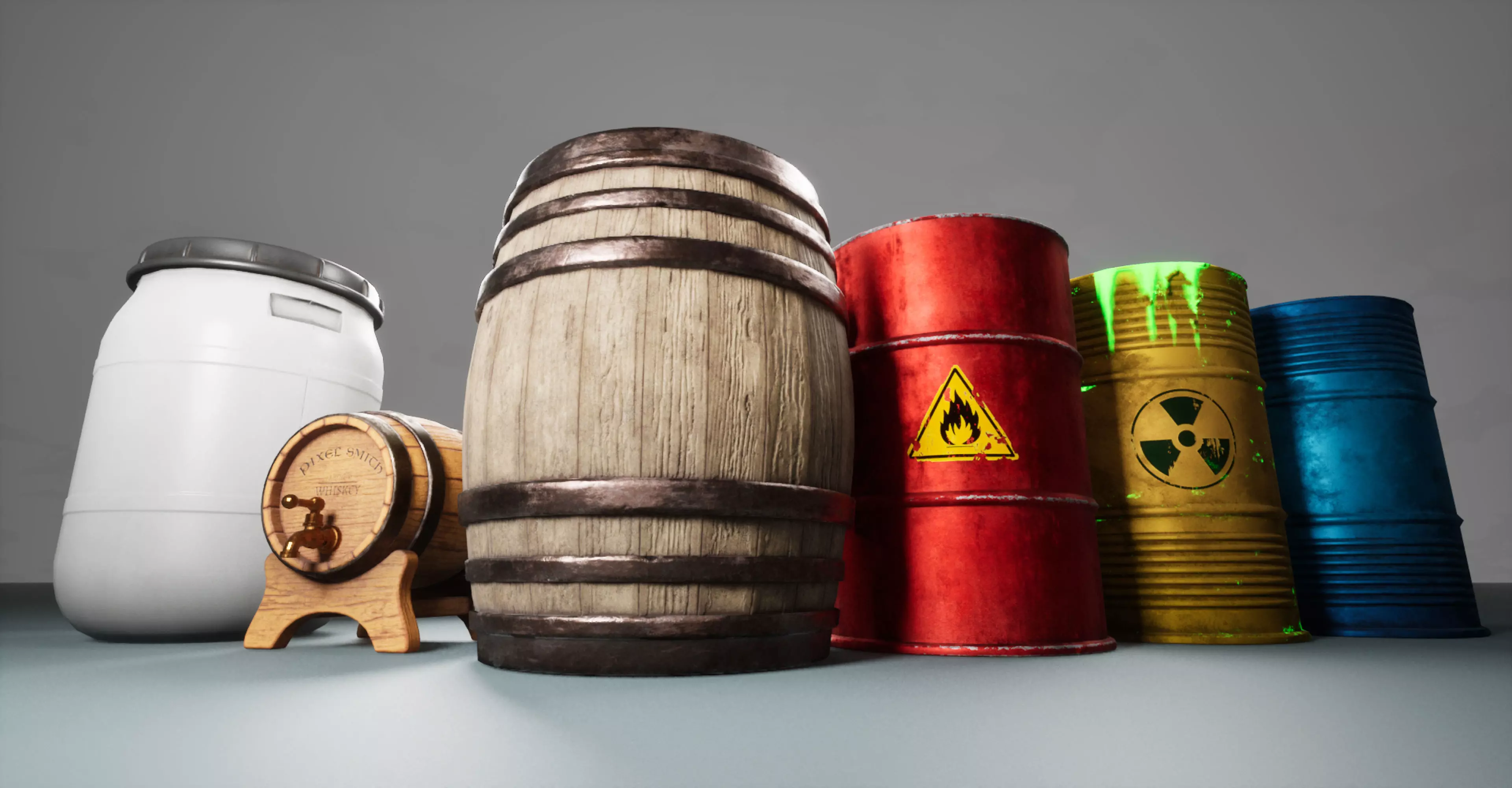 Barrels Pack - Game Ready Low-poly 3D model_2