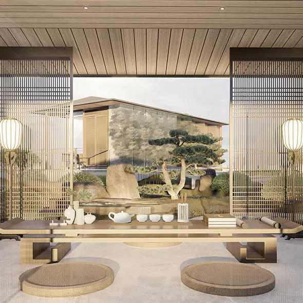 Japanese Chinese nspired Roof Garden skp LUMION 3D Model 3D model_3