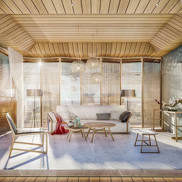 Japanese Chinese nspired Roof Garden skp LUMION 3D Model 3D model_5