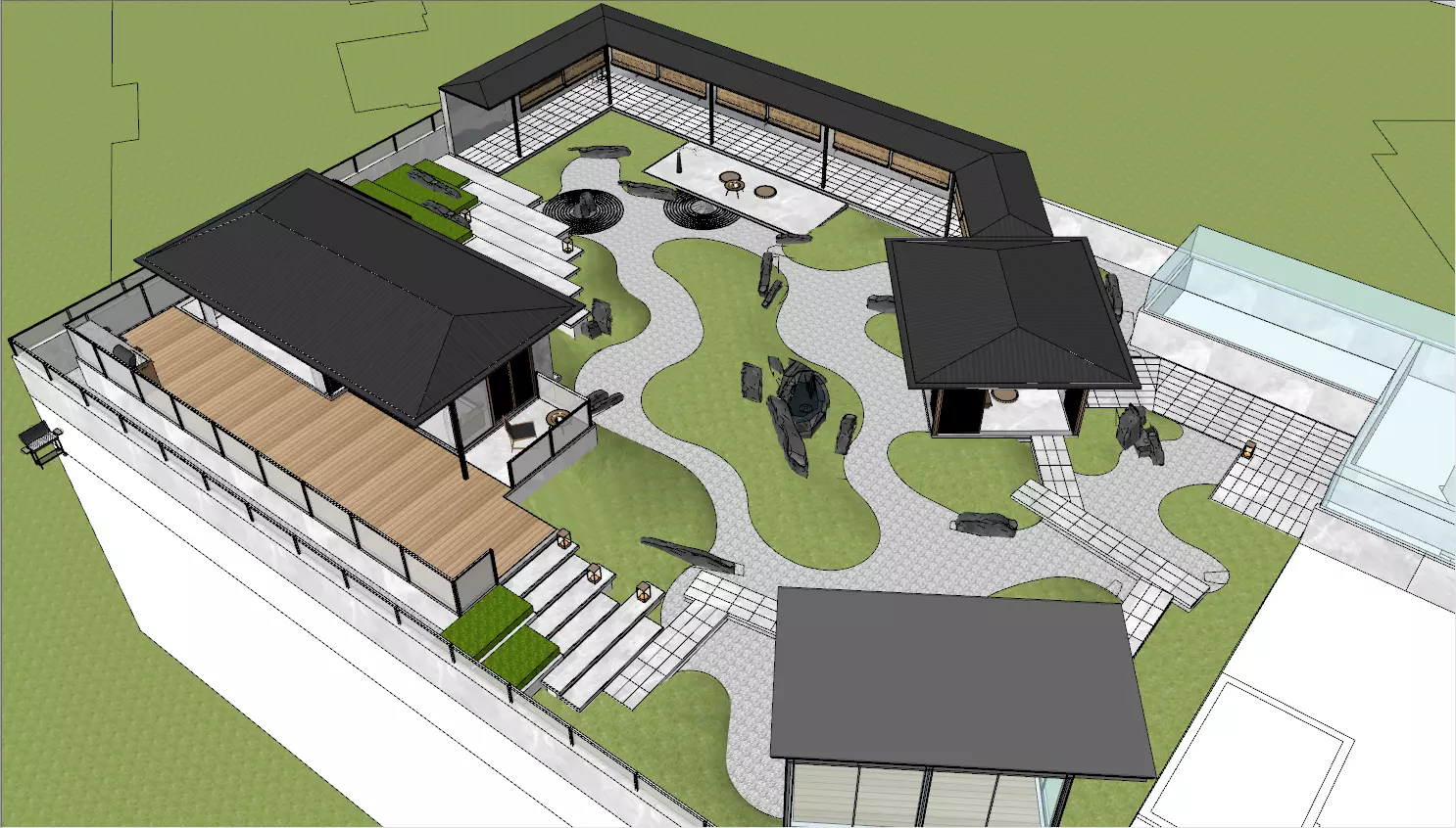 Japanese Chinese nspired Roof Garden skp LUMION 3D Model 3D model_6