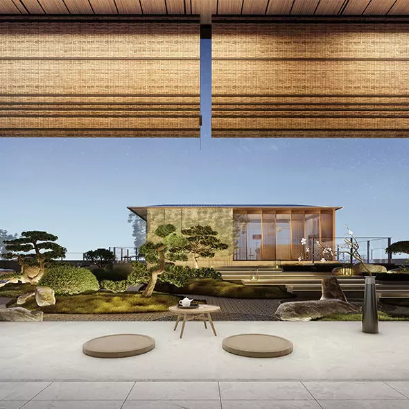 Japanese Chinese nspired Roof Garden skp LUMION 3D Model 3D model_1