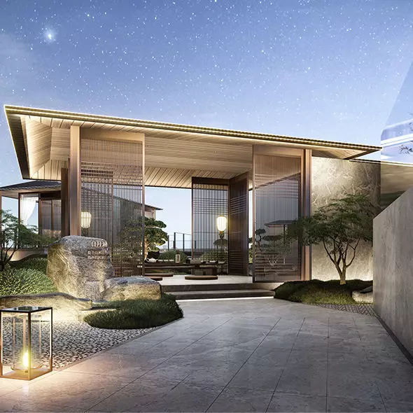 Japanese Chinese nspired Roof Garden skp LUMION 3D Model 3D model_2