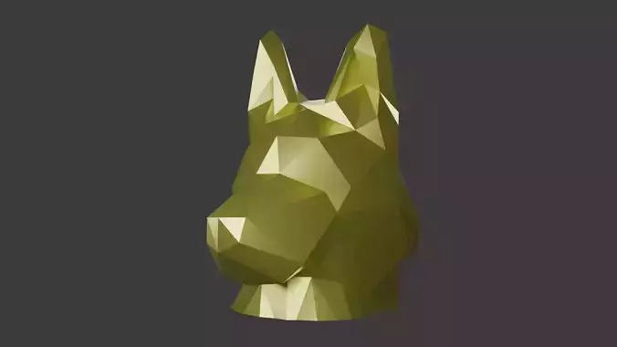 German Shepherd Low Poly Bust