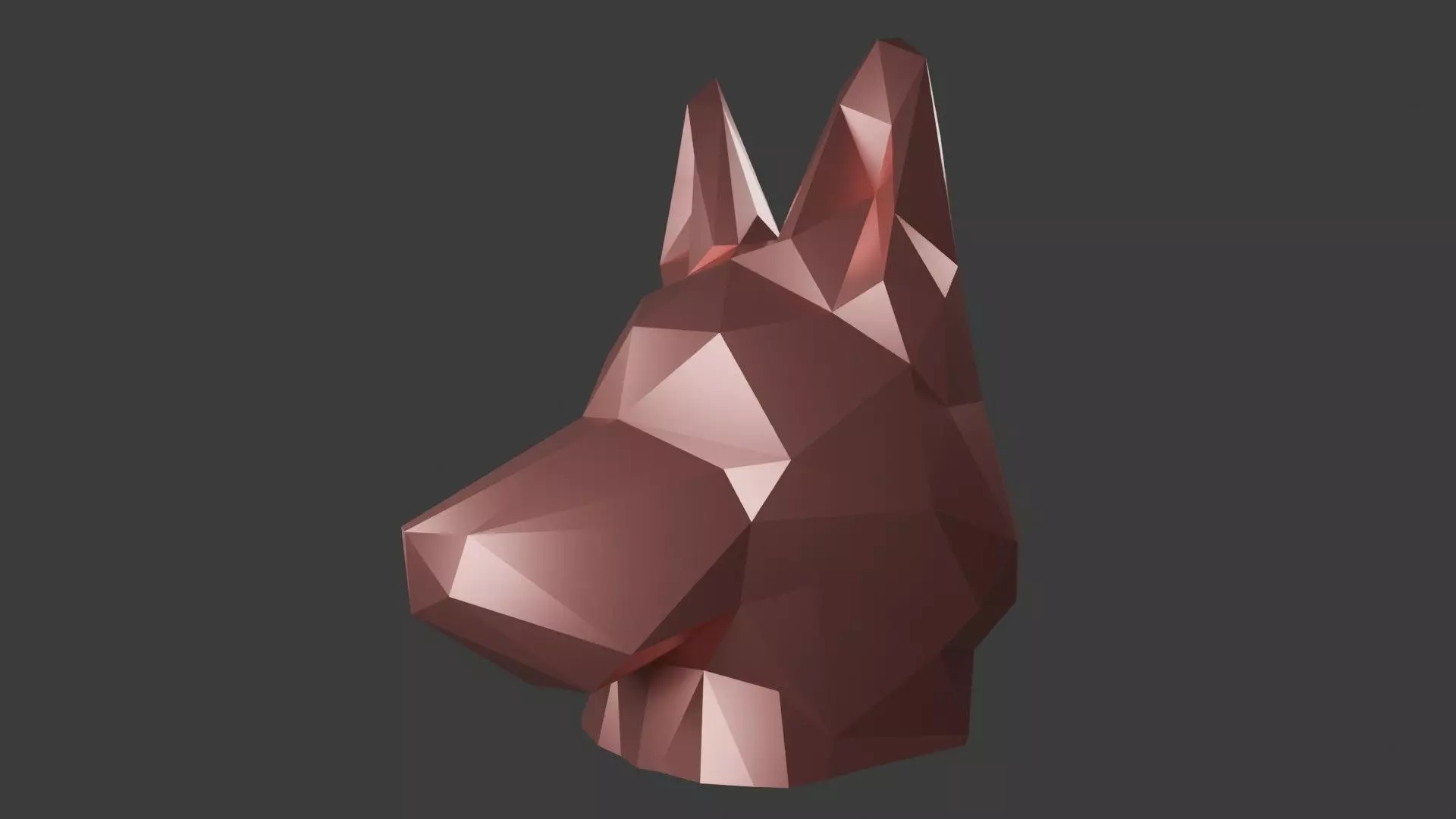 German Shepherd Low Poly Bust 3D print model_4