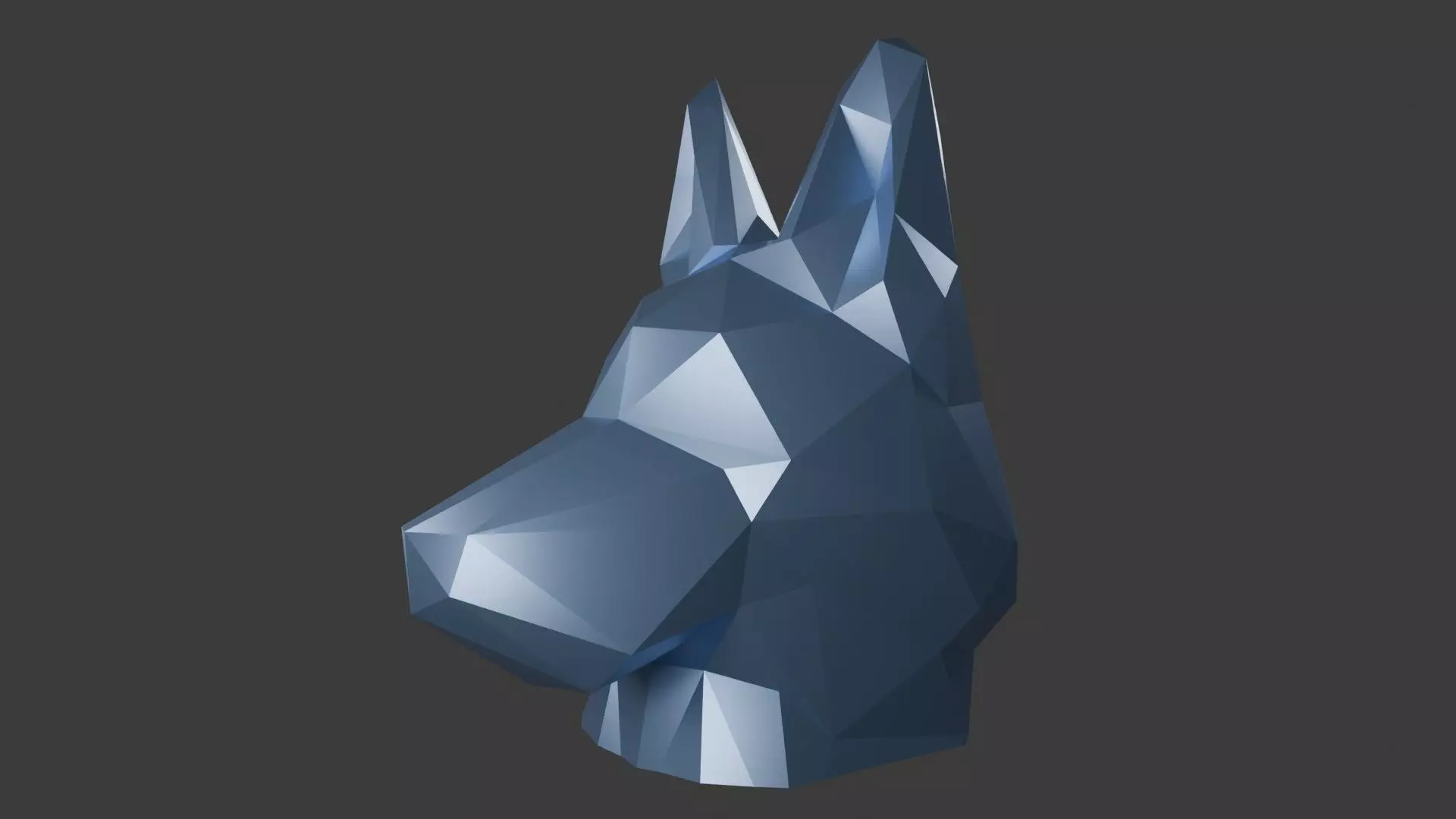 German Shepherd Low Poly Bust 3D print model_3