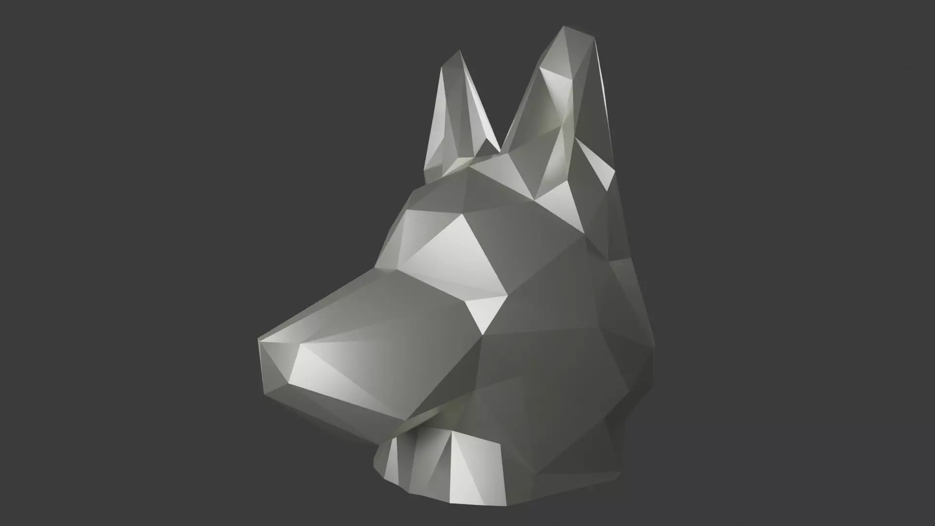 German Shepherd Low Poly Bust 3D print model_2