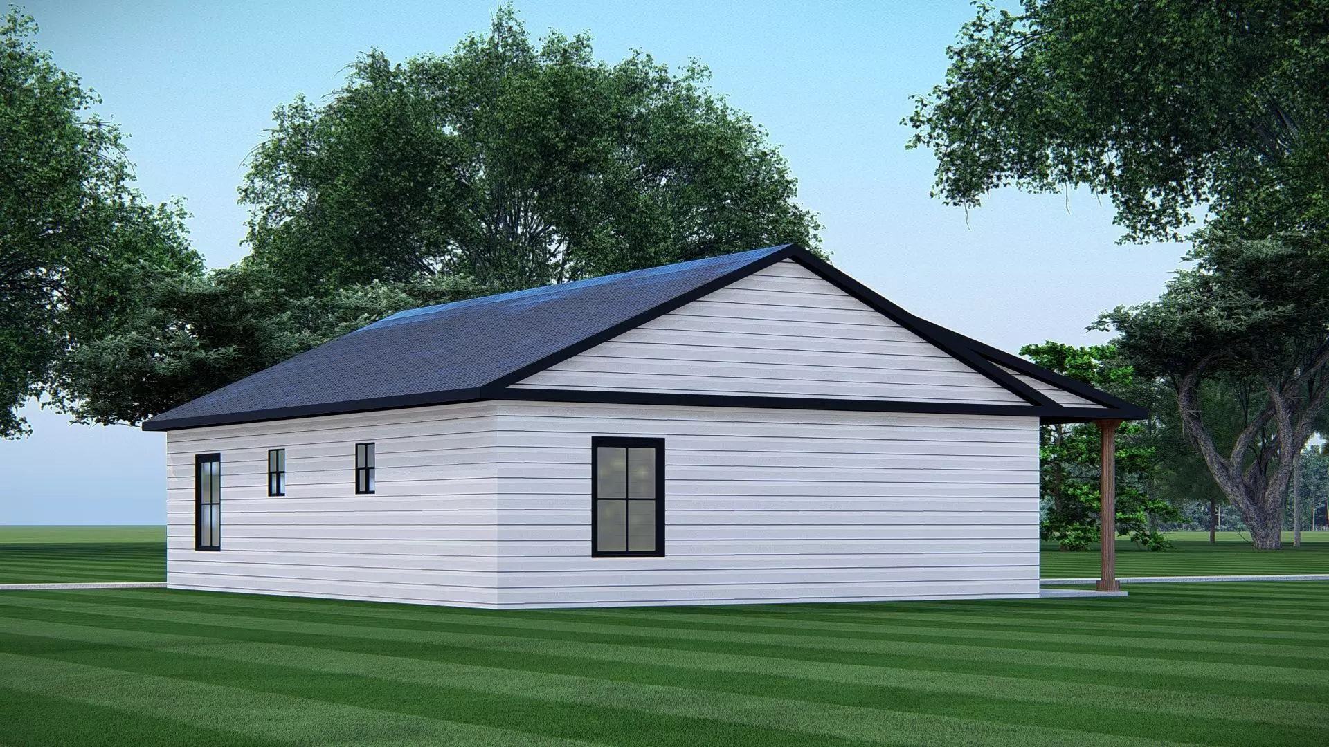 Tiny American House 3D Model Small Cottage Style Home 3D model_3