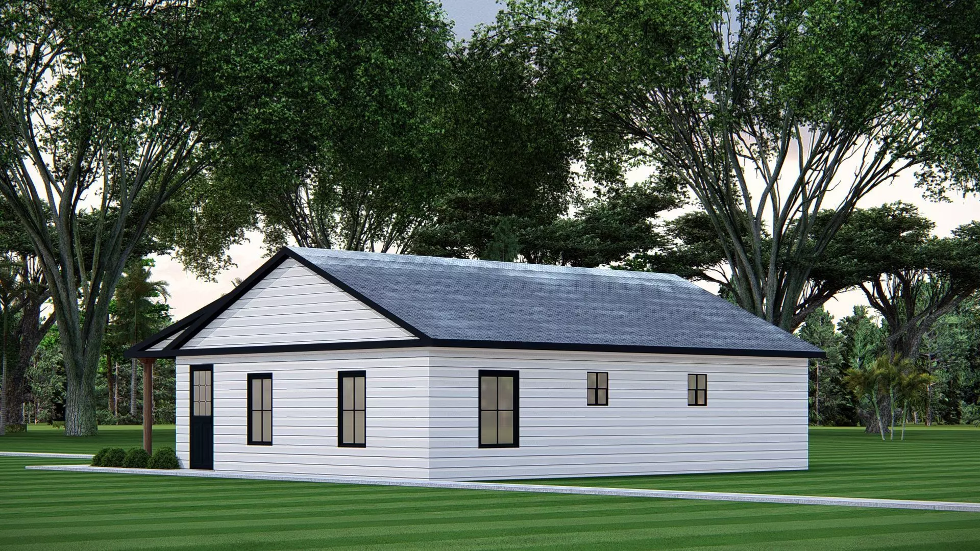 Tiny American House 3D Model Small Cottage Style Home 3D model_2