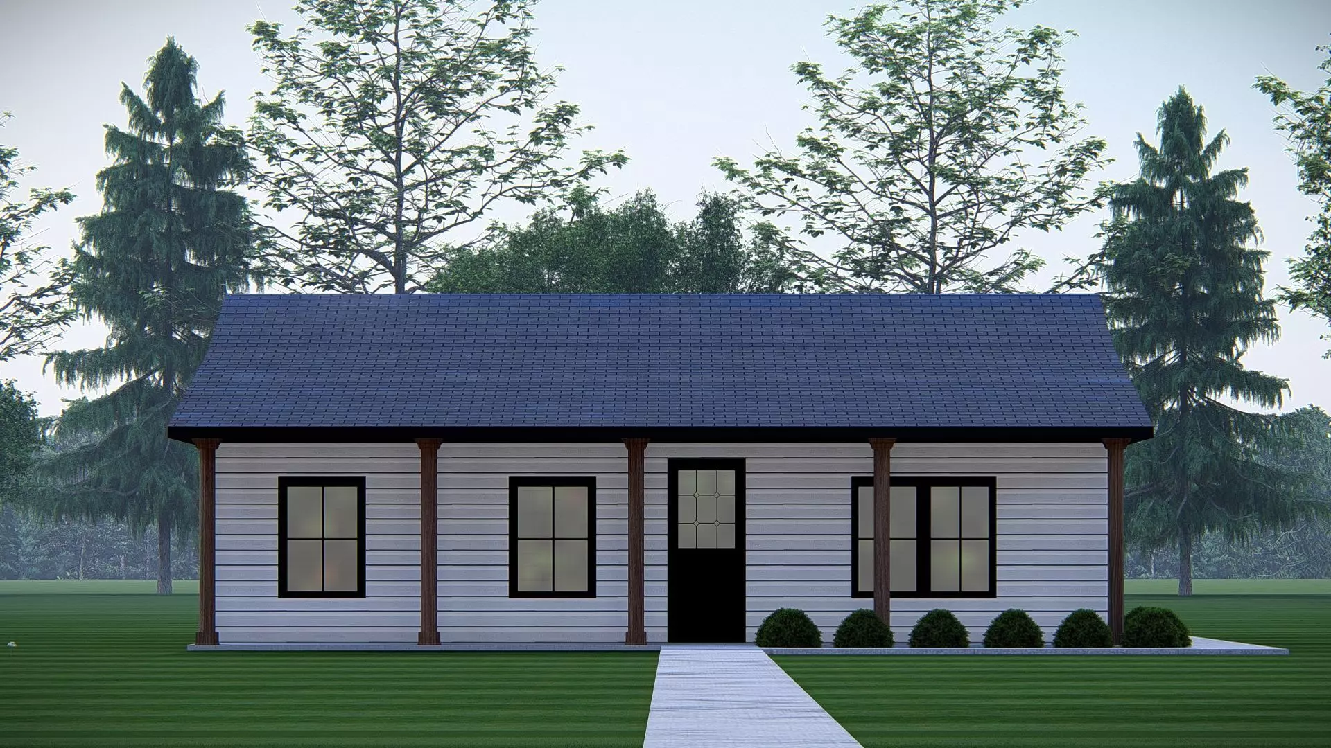 Tiny American House 3D Model Small Cottage Style Home 3D model_1