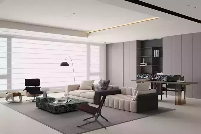 This modern - style living room 3D model