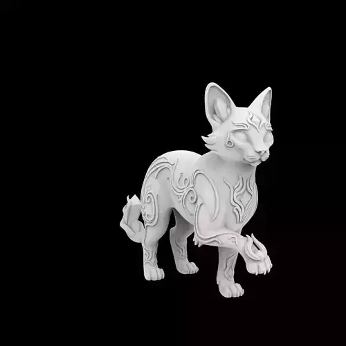 Fantasy Cat with Crystal Eyes 3D Printable Model