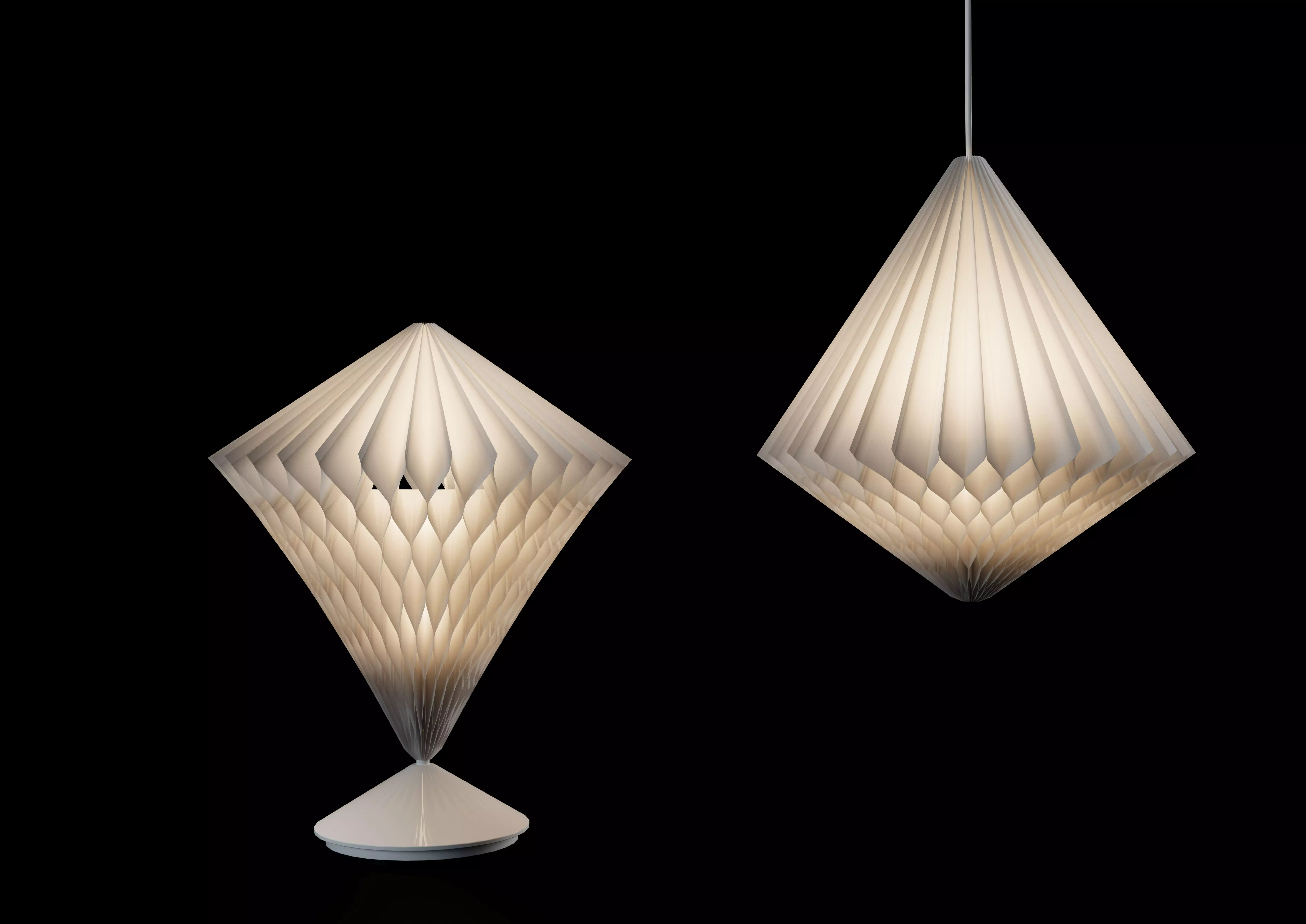 STRALA Diamond Shaped Lamp Shade White And Table Lamp IKea 3D model_0