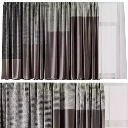 Set of soft silk curtains with wrinkles Patterned collections 35