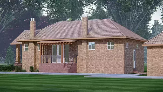 American House 3D Model Modern Suburban Family Home