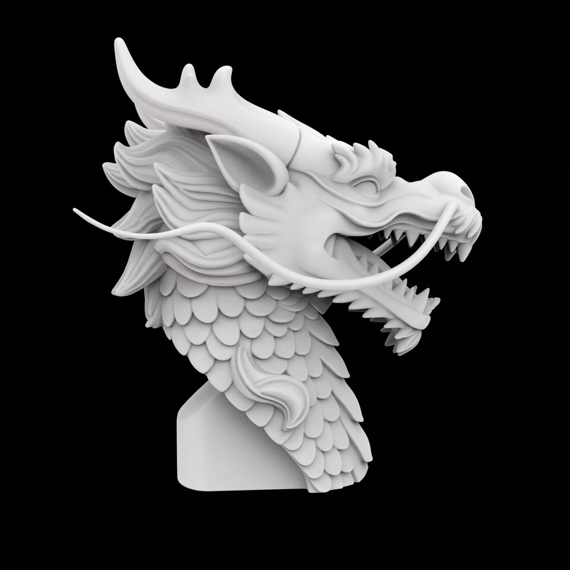 Fierce Eastern Dragon Head Sculpture 3D print model_5