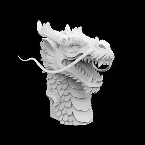 Fierce Eastern Dragon Head Sculpture 