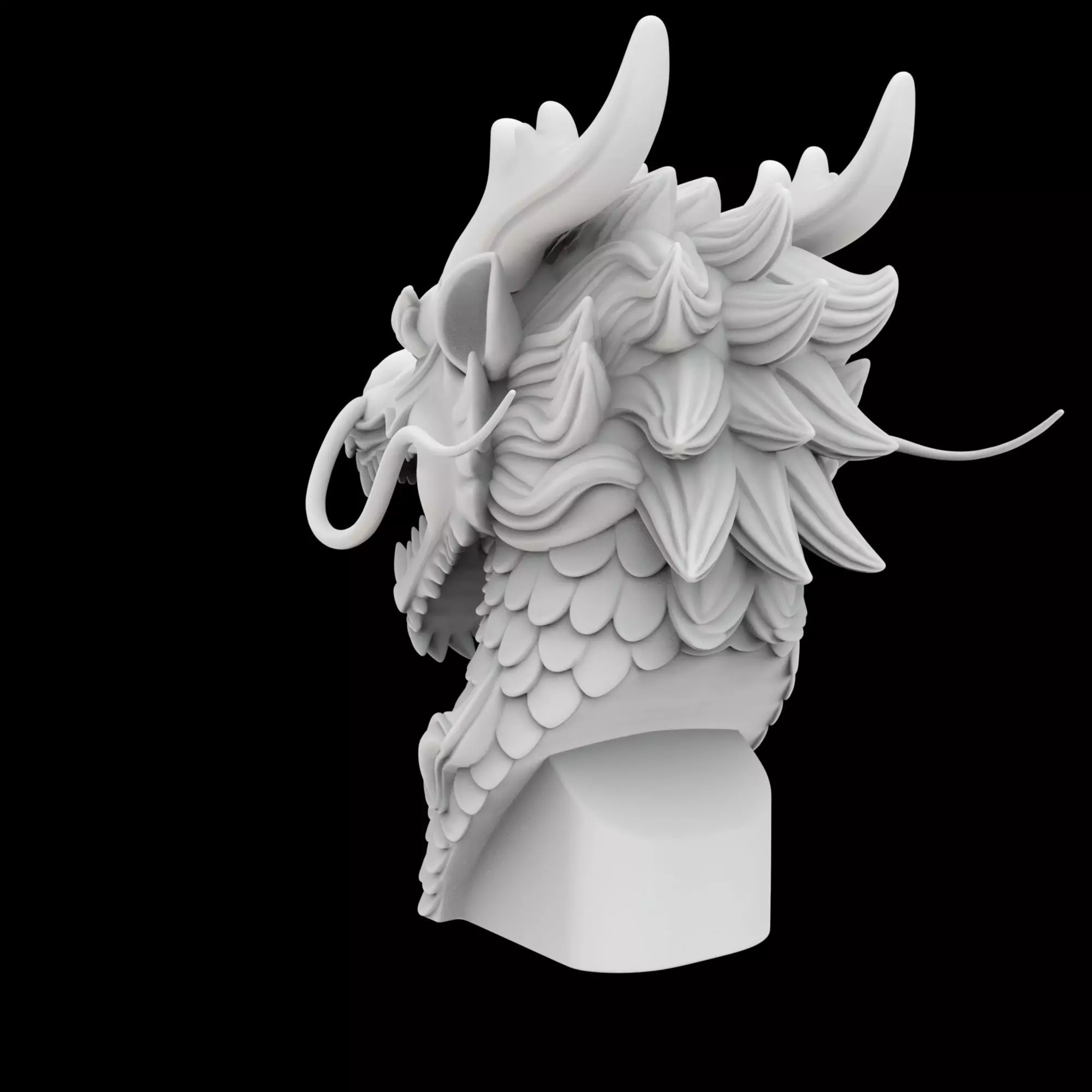 Fierce Eastern Dragon Head Sculpture 3D print model_3