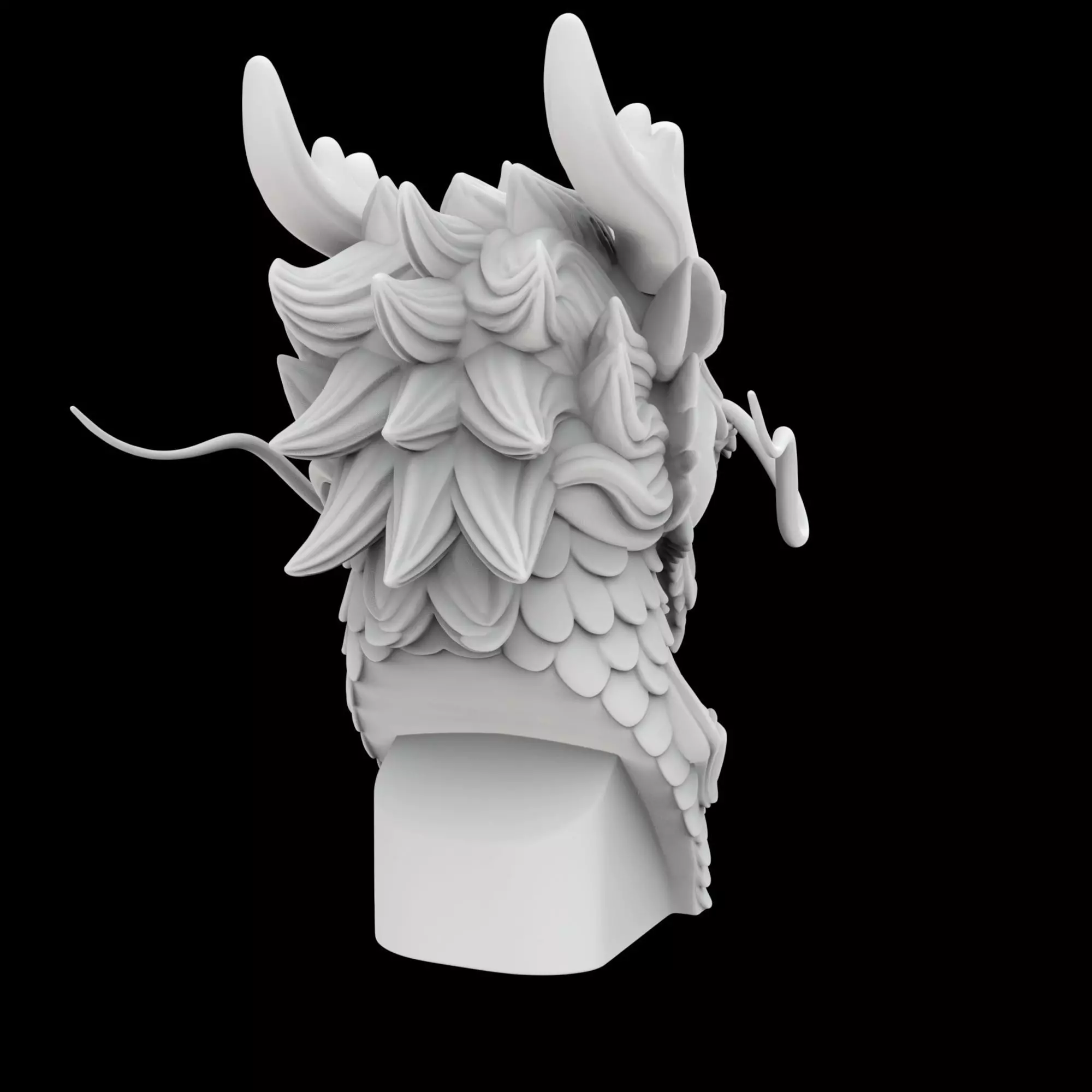Fierce Eastern Dragon Head Sculpture 3D print model_4