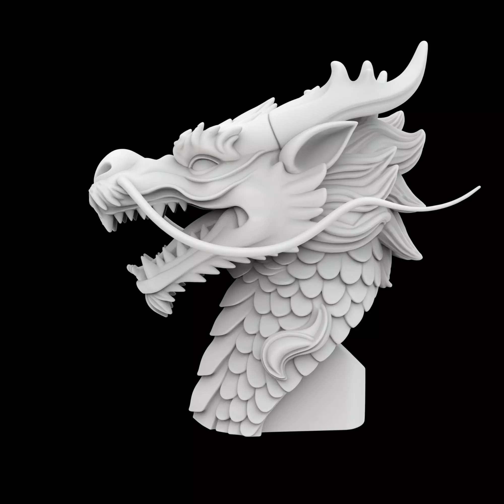 Fierce Eastern Dragon Head Sculpture 3D print model_2
